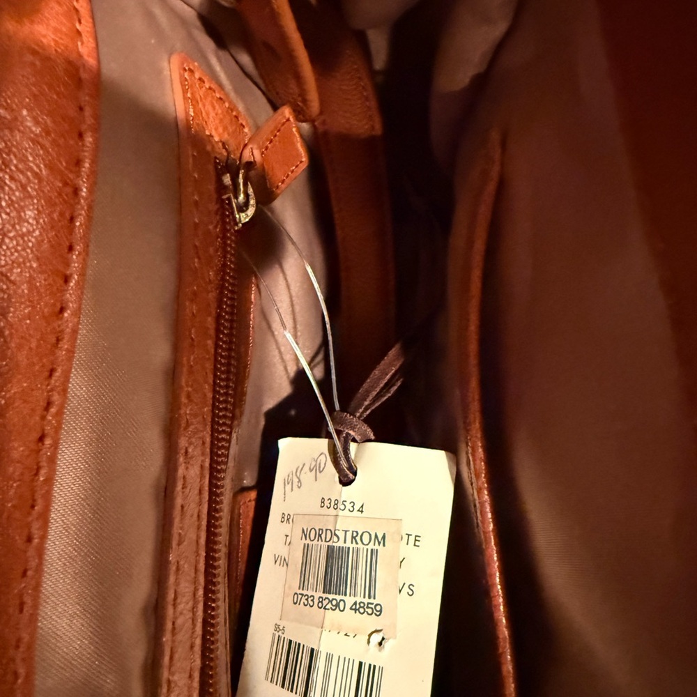Vintage Cole Haan Tan and Red Leather Satchel - Picture 5 of 6